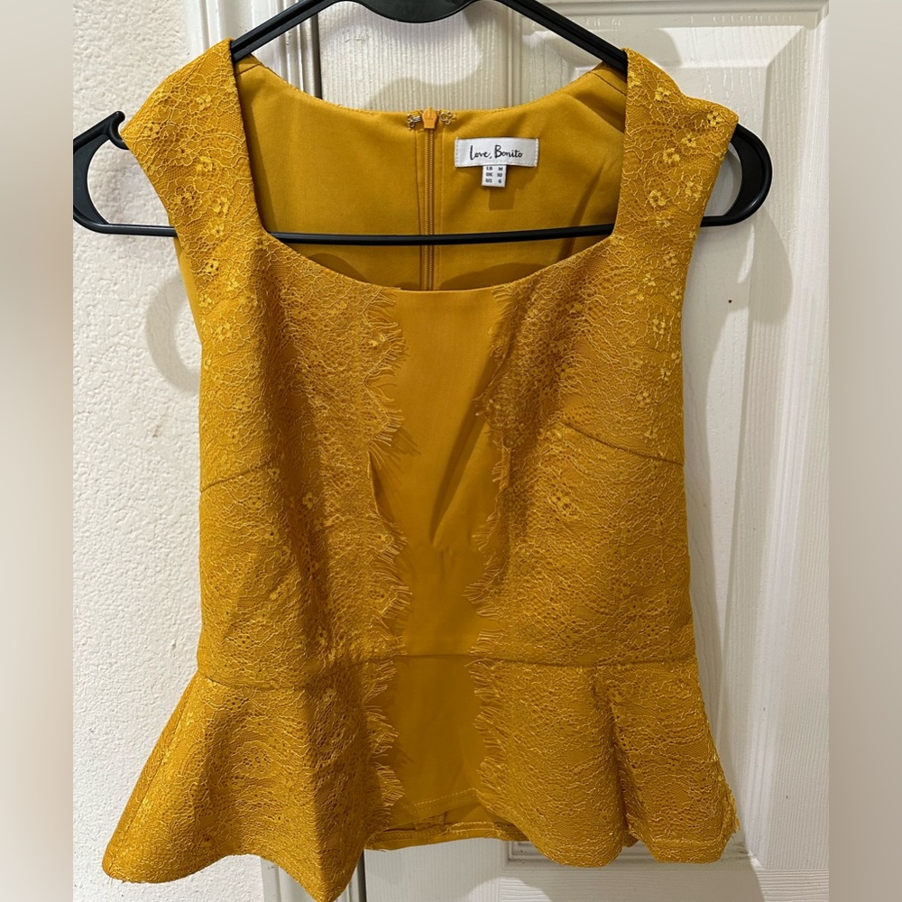 Lotaya Lace Trim Peplum Top
